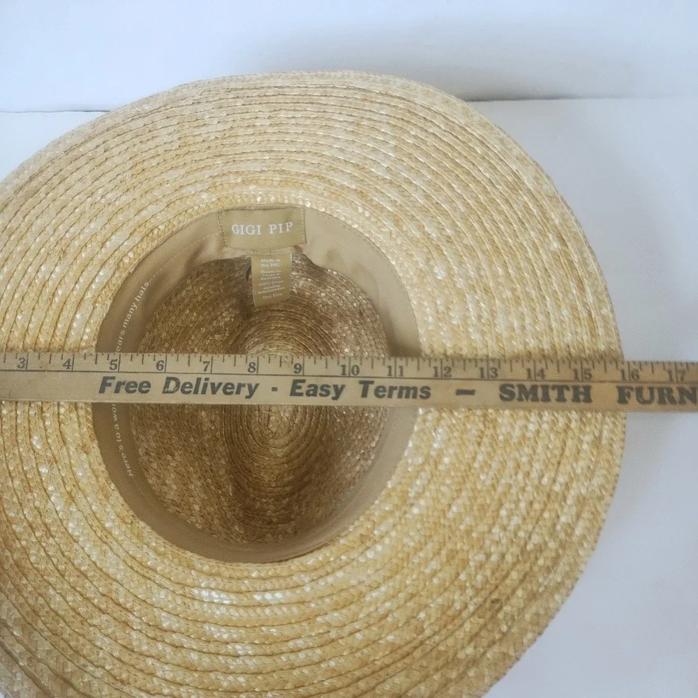 Gigi Pip Straw Sun Hat Womens One Size Wide Brim Fedora Boho